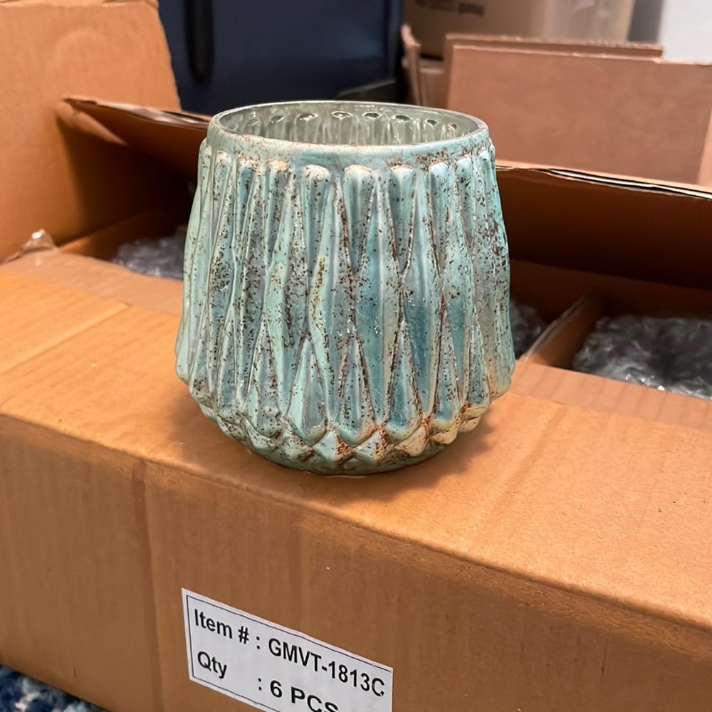 Green glass votive holders